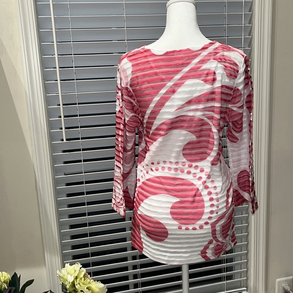 Women’s Before & Again pink & white sheer burnout V-neck top size medium - Picture 4 of 11